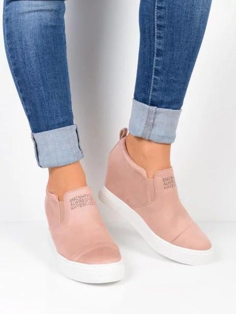 fashion leather slip on wedge sneakers