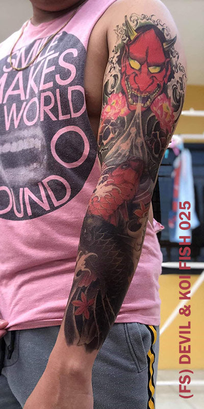 FS Devil & Koi Fish Temporary Tattoo 025 – Tintak Tattoo