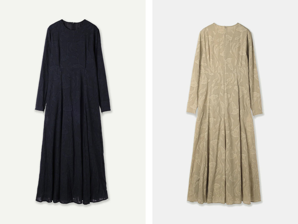 louren/ slit sleeve jacquard flare dress ワンピース ロング