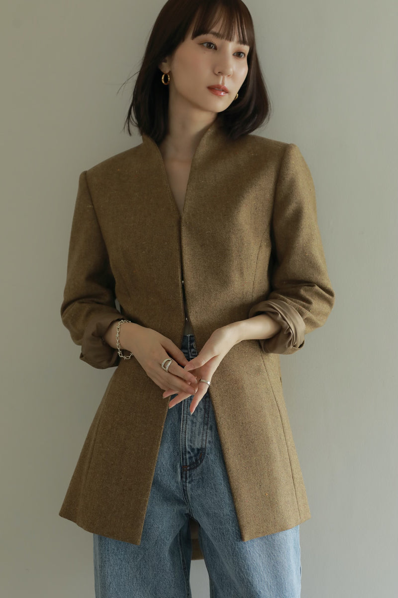 waist shape color nep tweed jacket – louren store