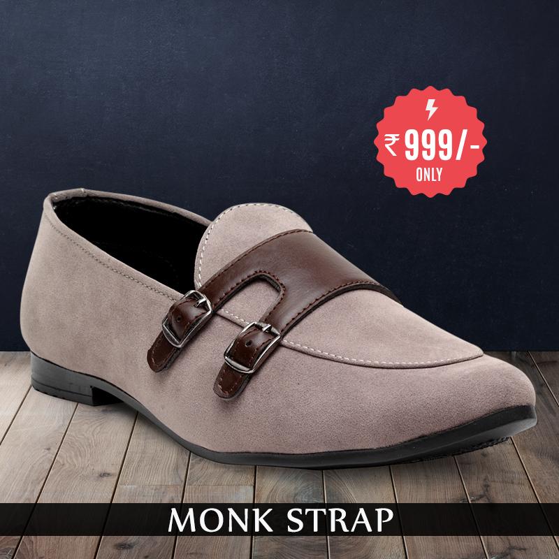 grey suede monk strap shoes