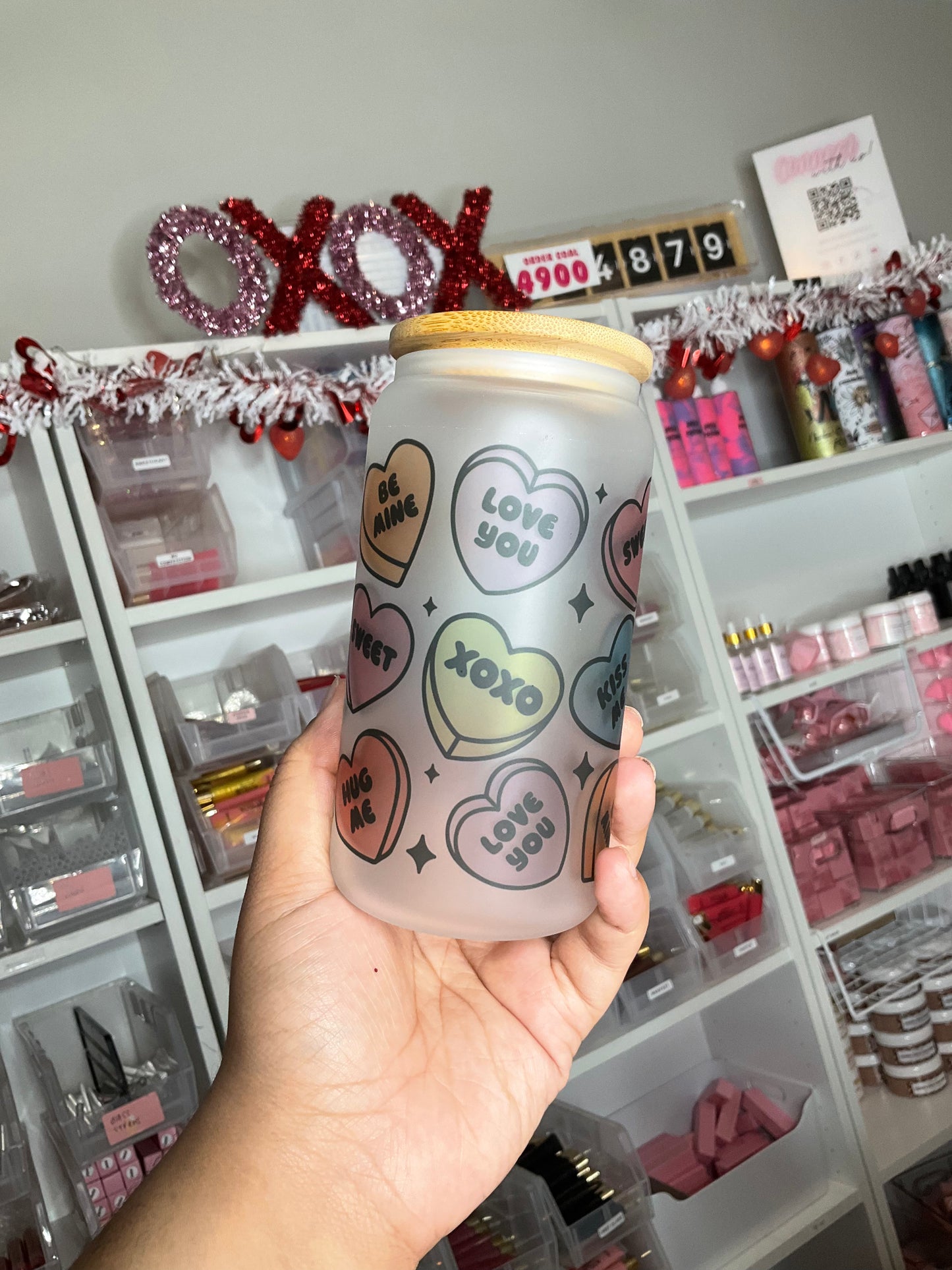 Sweet heart frosted cup
