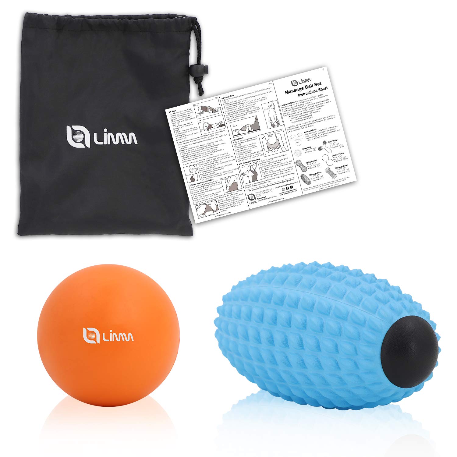 Includes 2 Spiky Balls and 1 Lacrosse Ball 11Force Premium Massage Ball Set 