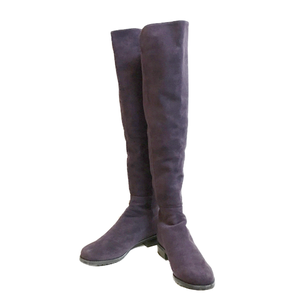 stretch suede knee high boots