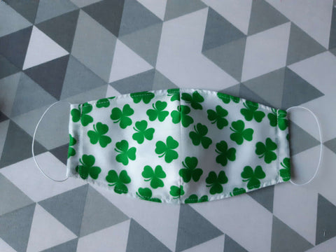 Homemade face mask with clover pattern