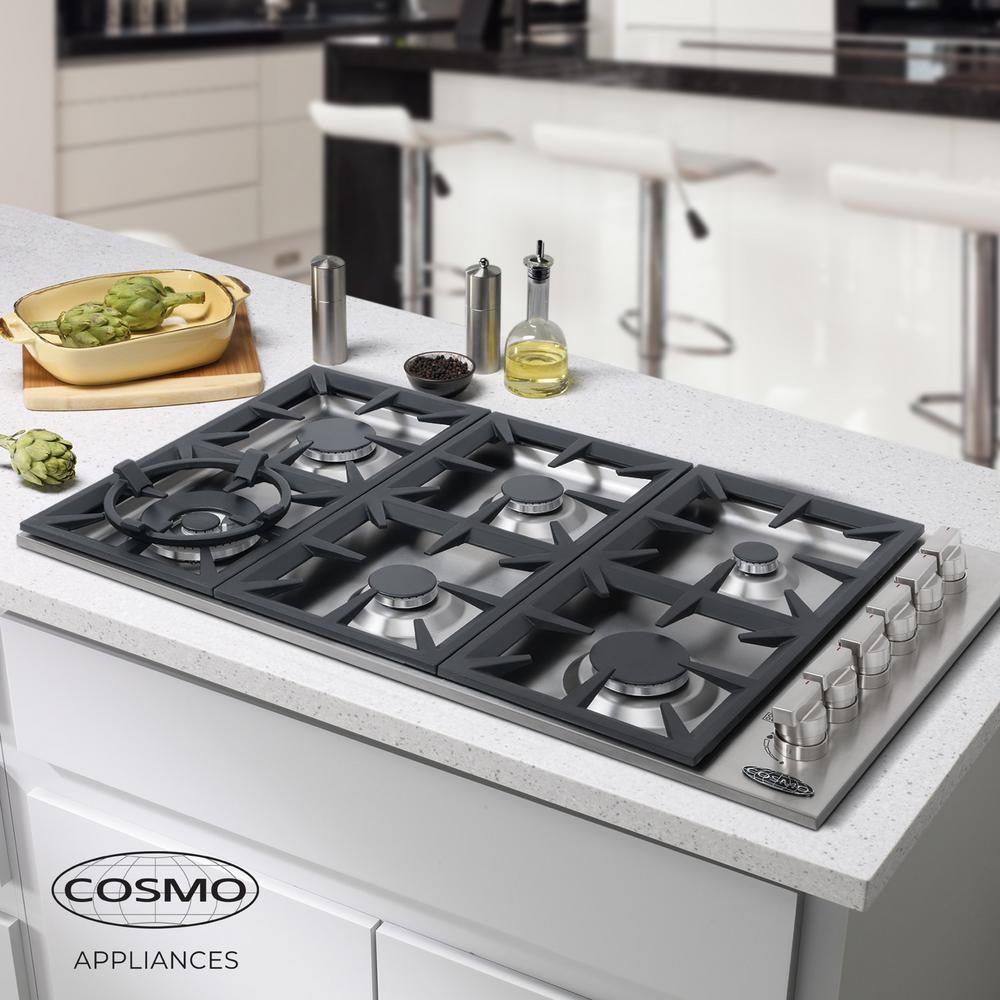 Cosmo Cos Dic366 36 Six Burner Gas Cooktop Stainless Steel