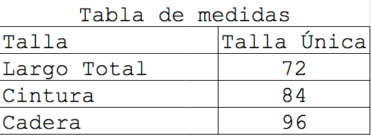 Tabla de medidas Falda Mallorca