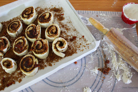 Bourbon Bacon Cinnamon rolls about to go into the oven