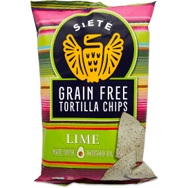 siete foods grain free tortilla chips in lime flavor