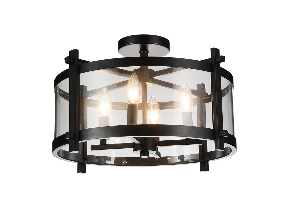 black cage light fixure semi flush for kitchen