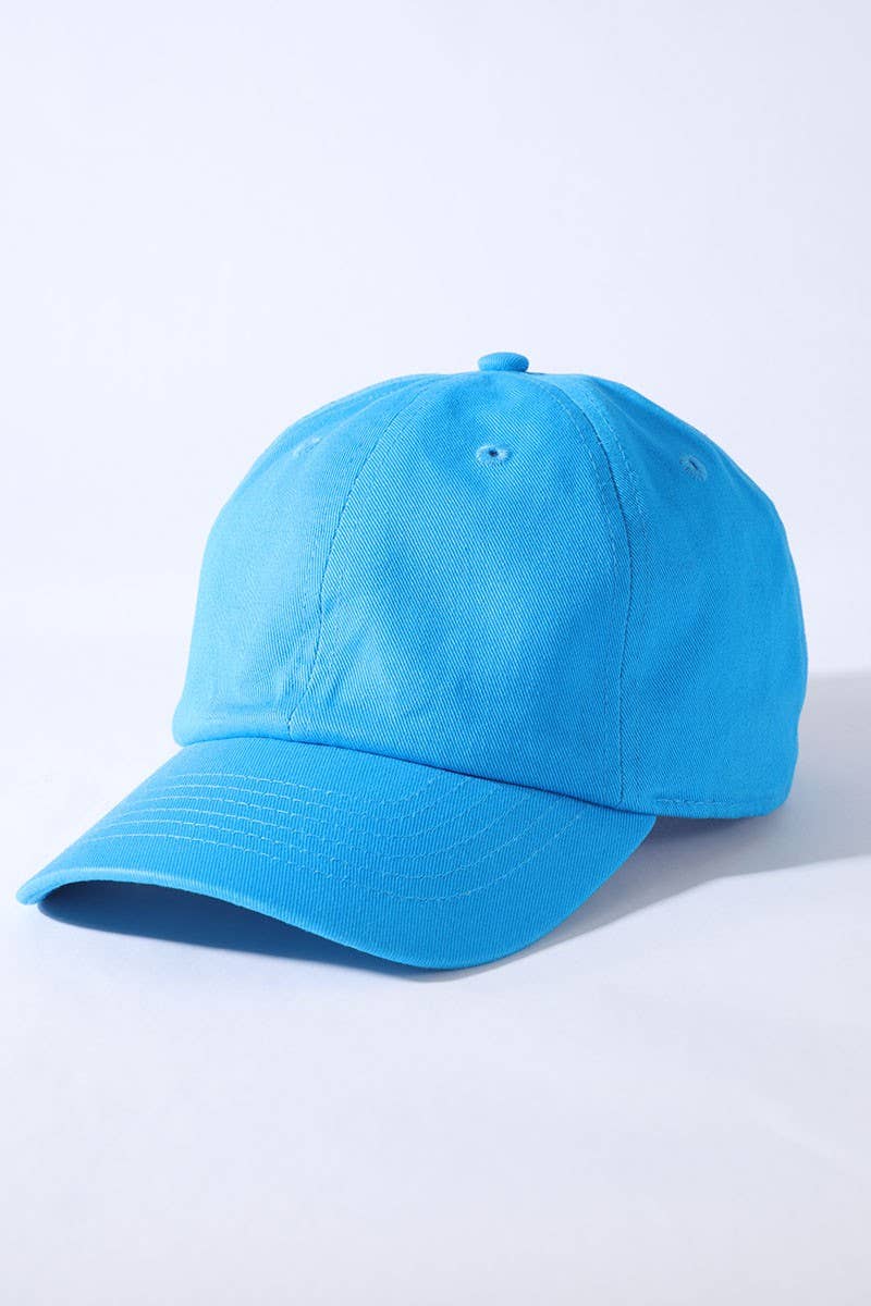Kids Washed Low Profile Cotton Baseball Cap - Turquoise / 2-4 Years