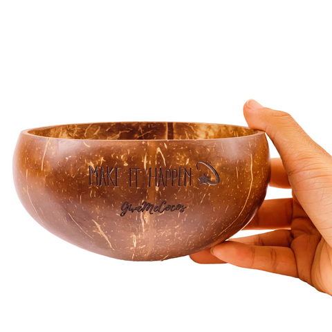 Coconut Bowls Live With Passion, Holding With A Hand