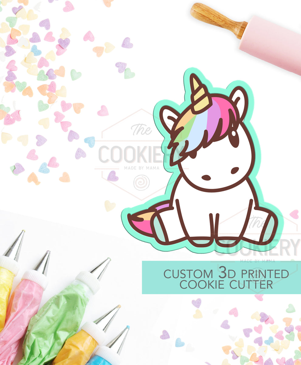 Sitting Unicorn Cookie Cutter - Cute Unicorn Cutter - 3D Printed ...