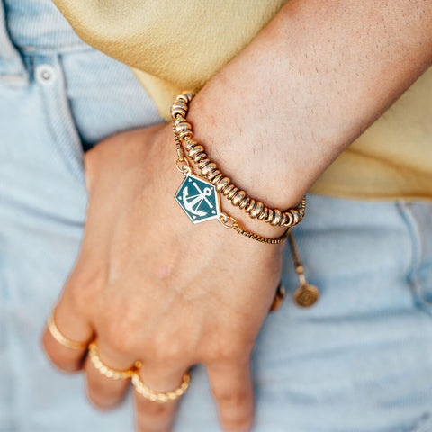 Air and Anchor Anchor Bracelet on Woman's Wrist