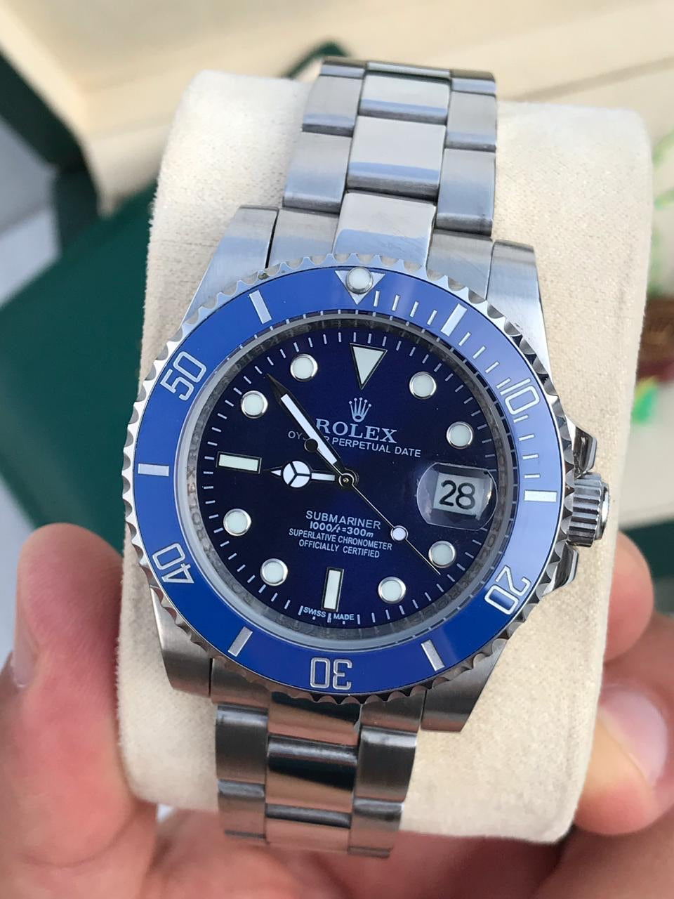 rolex submariner date blue dial