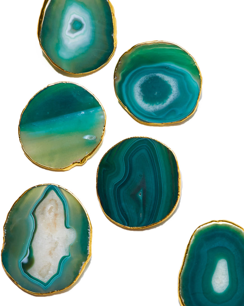 Teal Blue Gold Plated Coasters