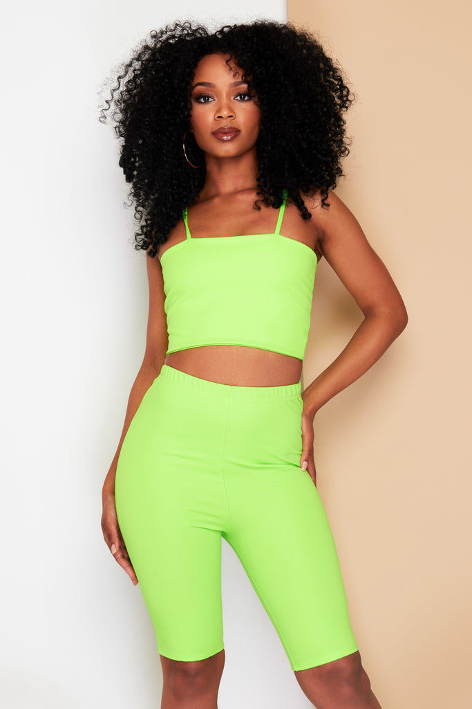 neon green bicycle shorts