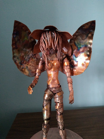 Copper fairy sculpture