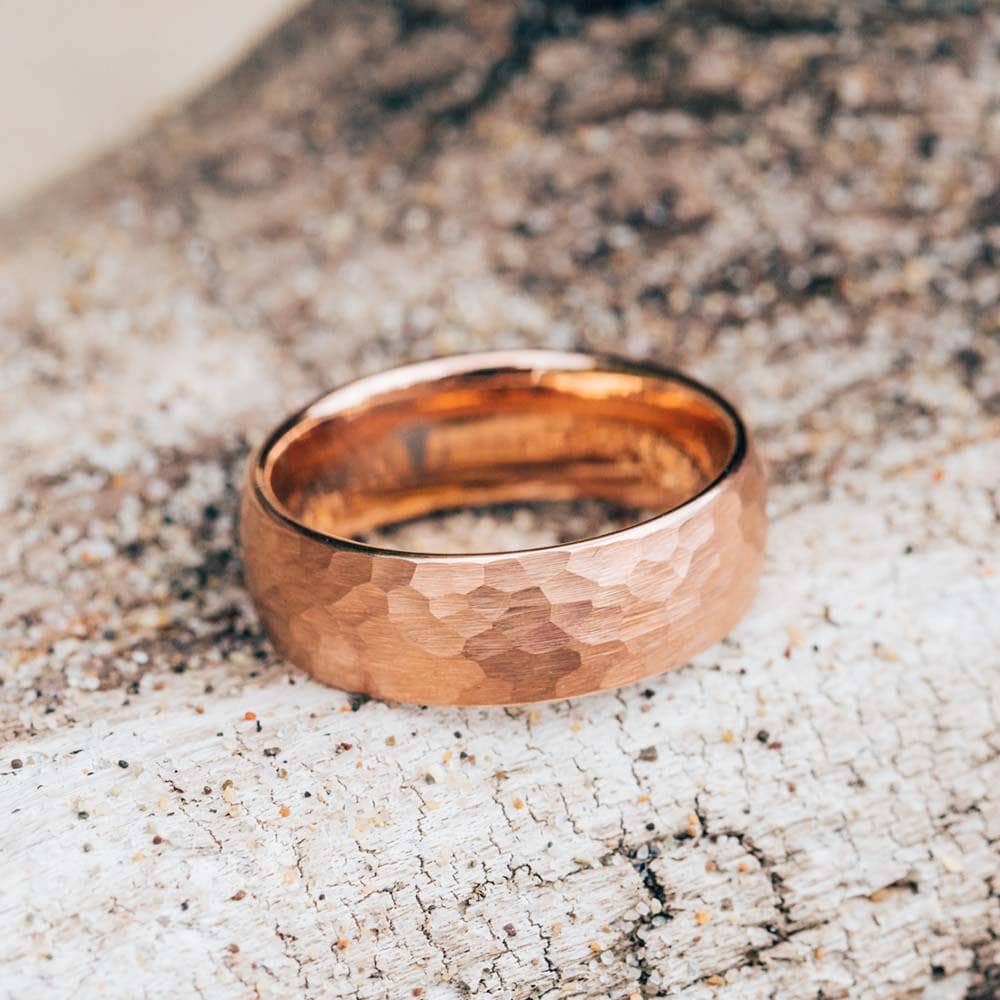 Hammered Gold Wedding Ring Set — TorchFire Studio