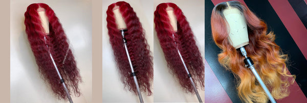 Virgin Hair Fashion Red Color Lace Wigs