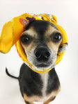 Yellow Wild Flower onhealthcoachdana Scarf - Bust of Cute Chihuahua Wearing onhealthcoachdana Scarf as Headband. Dog Bandana. Dog Scarf.
