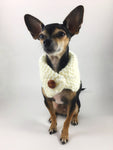 Winter Cream onhealthcoachsnood - Full Front View of Cute Chihuahua Dog Wearing Winter Cream Color Dog Snood with Accent Button