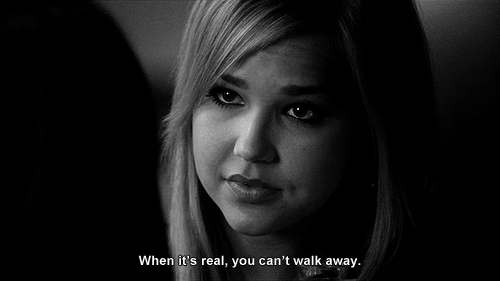 Gif of A Woman Saying When It's Real, You Can't Walk Away