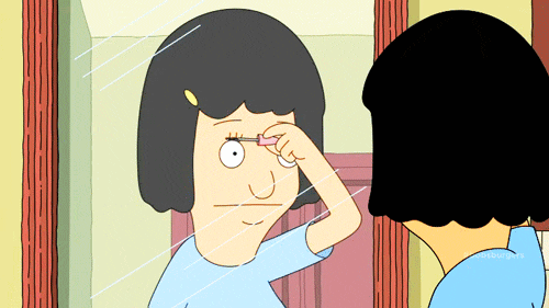 Gif video of cartoon character taking off eyelashes