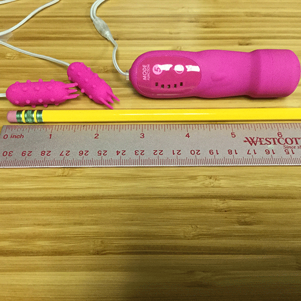 pink bob nubby bullets measurements next to ruler and pencil