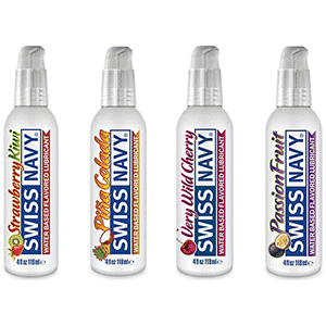four bottles of Swiss Navy flavored lubricant