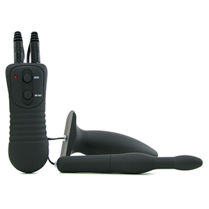 Black vibrating butt plug with remote control
