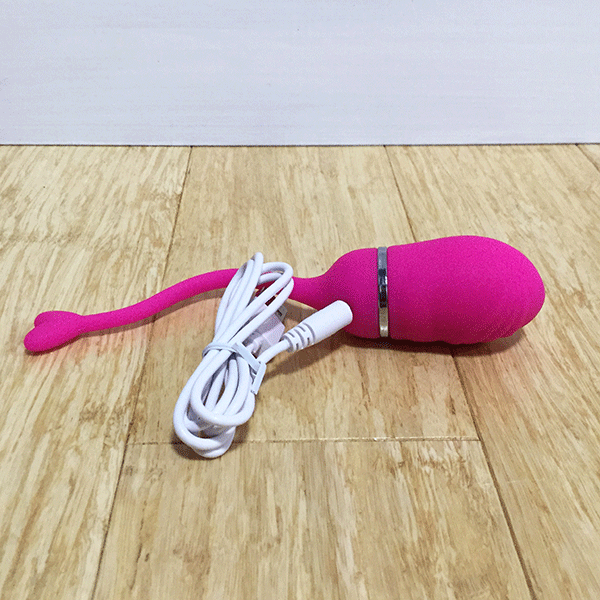 Hot Pink Egg Vibrator Shown With Charger Plugged In