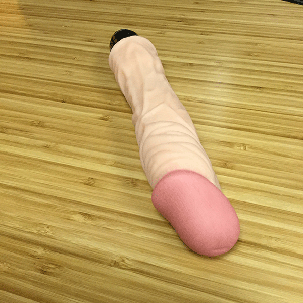 Beige Textured Dildo with a Tapered Head