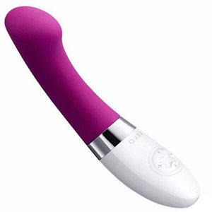 Hand holding white and pink g spot vibrator