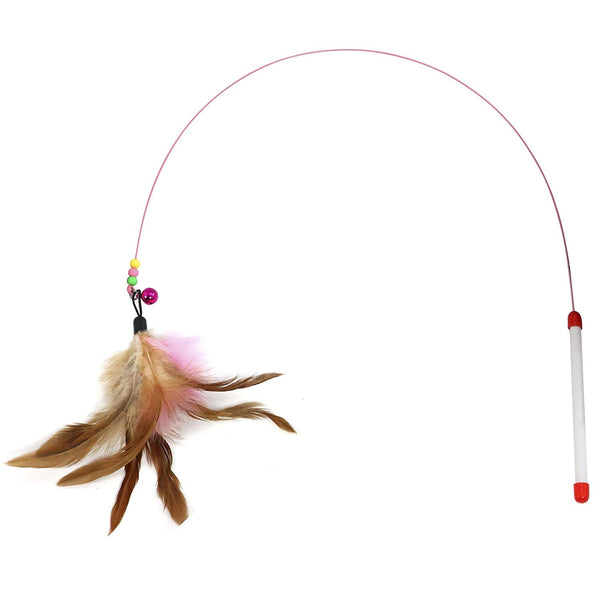 Homewinner Cat Toy Feather Wand 100cm (39.4 inch) Length – with Natural Feathers and Colorful Small Bell are Guaranteed to Drive Your Cat Wild.