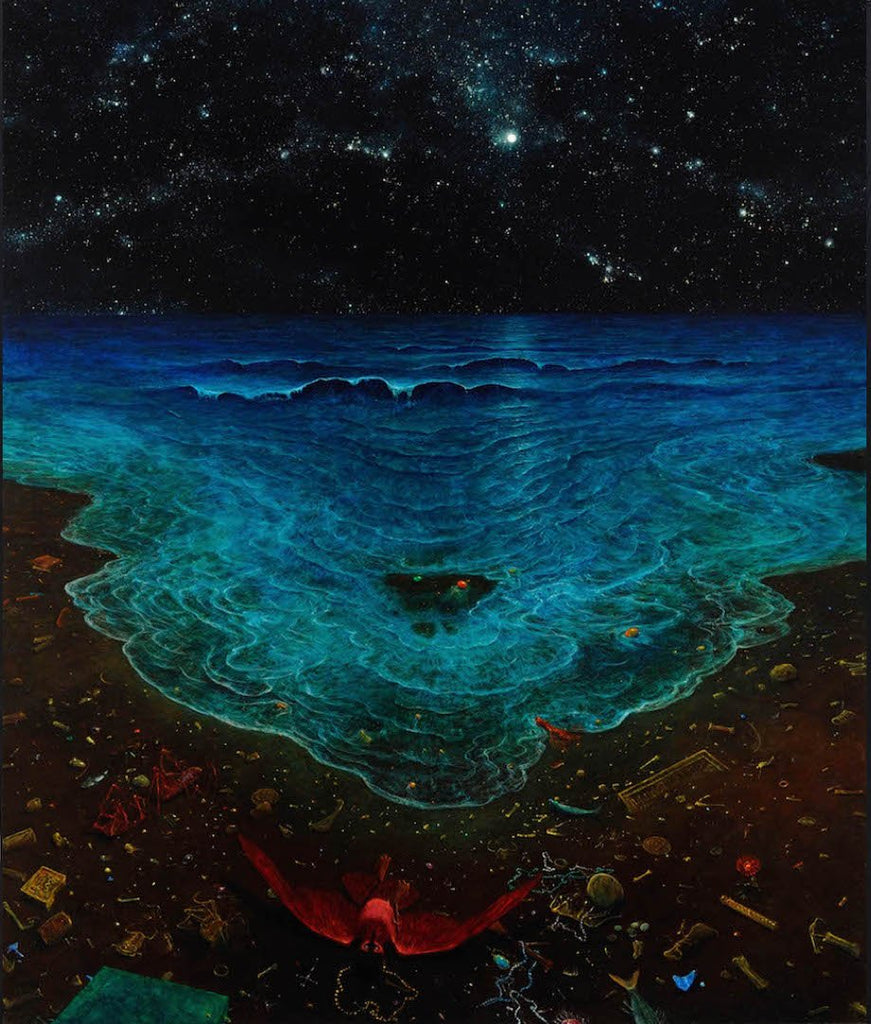 dark ocean surreal at night painting