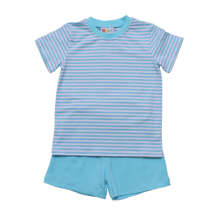 Aqua Stripe Short Set