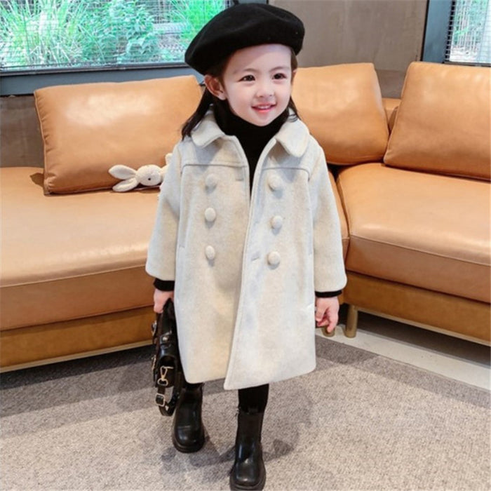 Double-Breasted Kid Coat