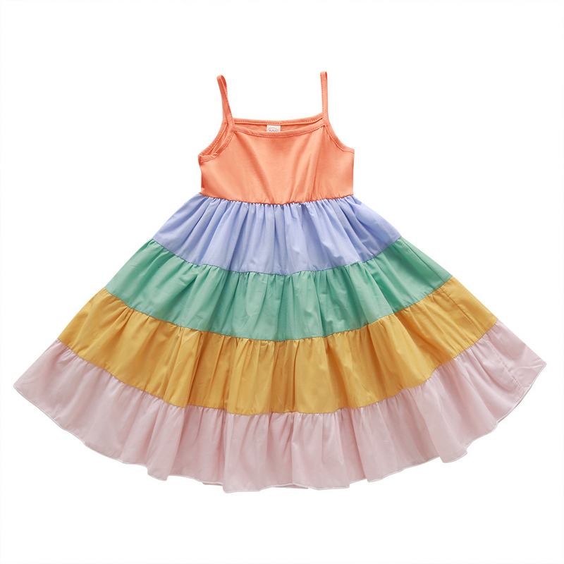 Multicolored Block Rainbow Dress