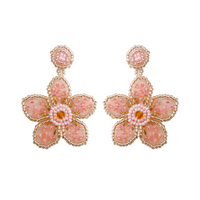 Beaded Flower Drop Earrings