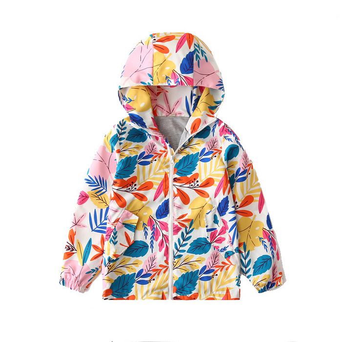 Tropical Leaf Hooded Jacket