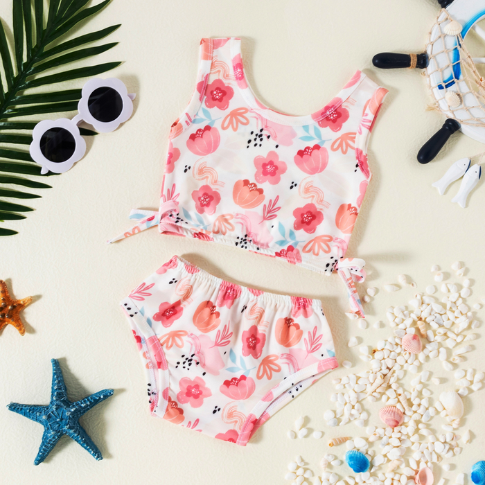 Sweet Floral Split Swimsuit