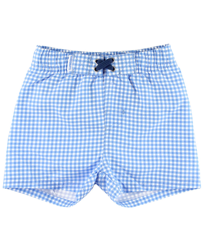 Cornflower Blue Gingham Swim Trunks