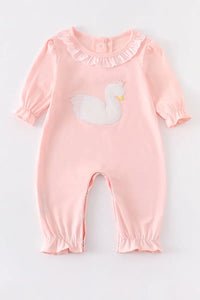 Pink Swan Applique Romper