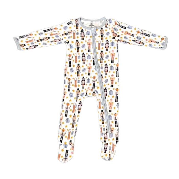 Nutcracker Bamboo Romper (Blue Trim)