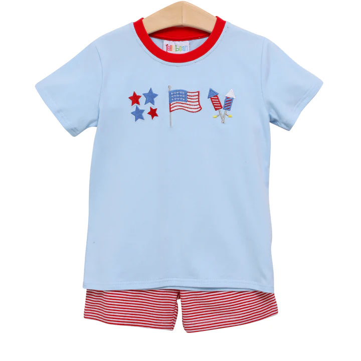 Patriotic Embroidered Short Set