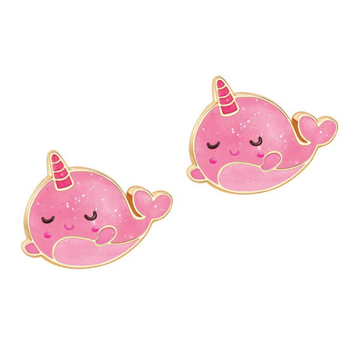 Glitter Pink Narwhal Cutie Stud