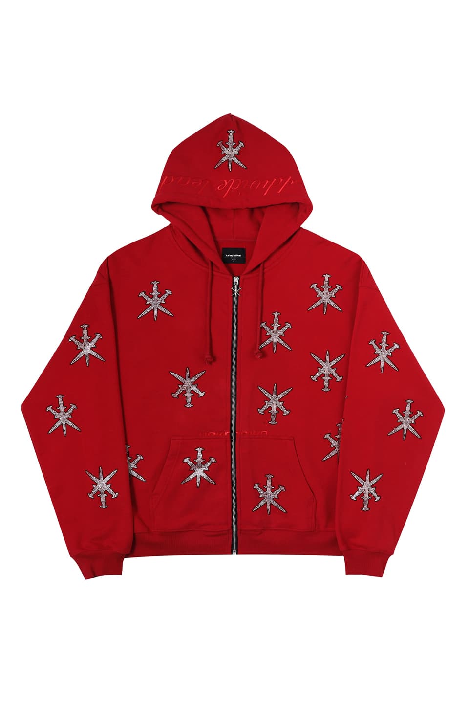 BLACK DAGGER RHINESTONE RED HOODIE M | labiela.com