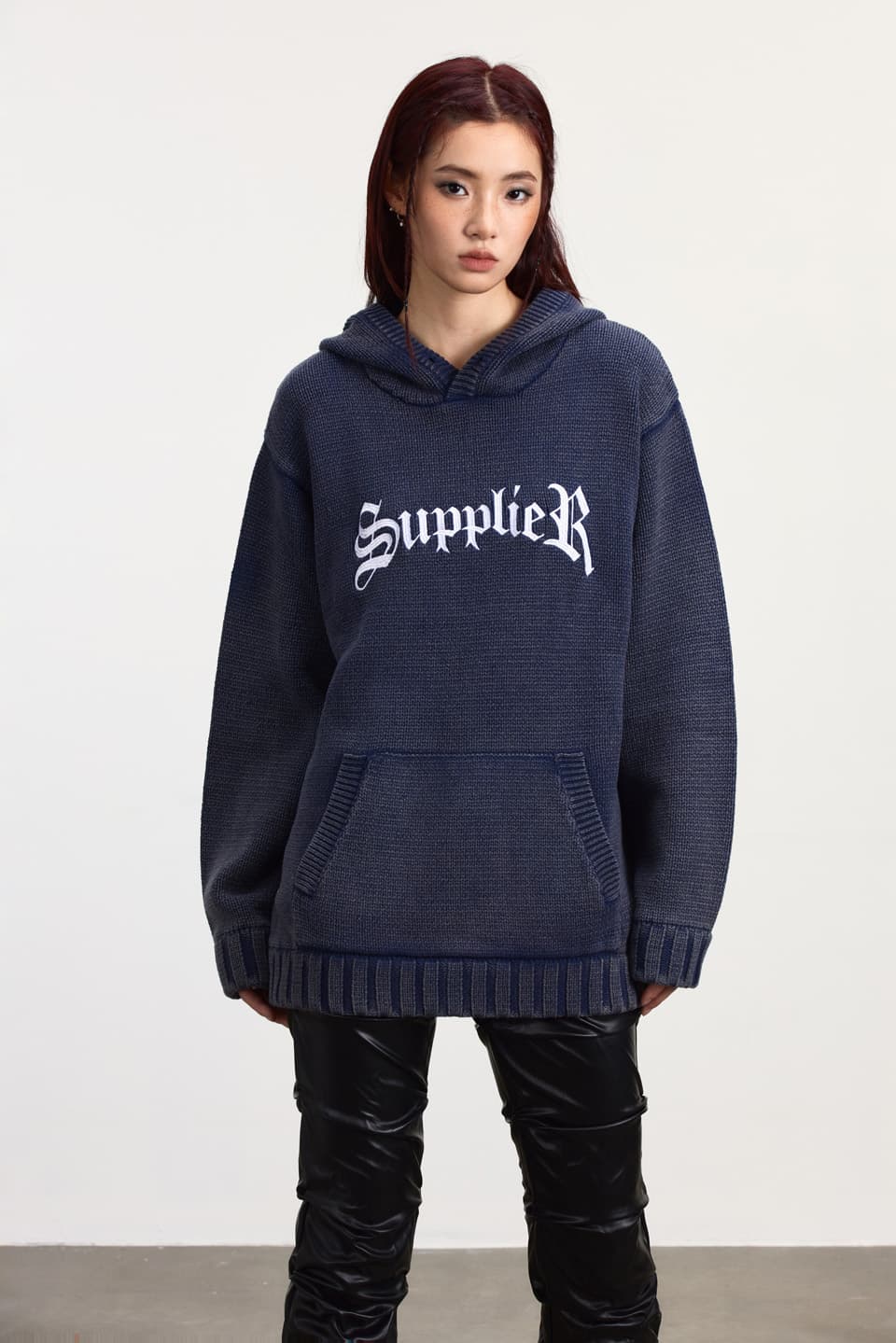 SUPPLIER Washed Logo Knit Hoodie