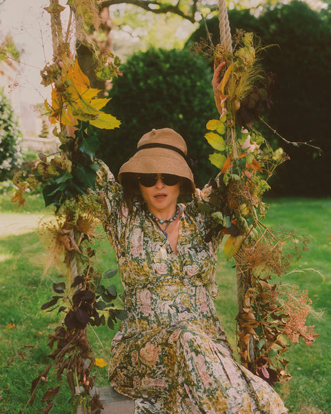 Helena Bonham Carter wears Shrimps Pre Fall 20